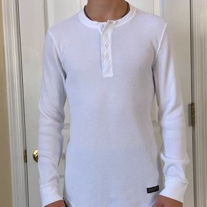 White Abercrombie Waffle Henley Pullover
